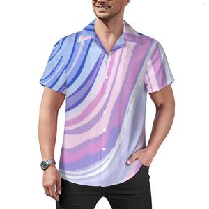 Erkekler Sıradan Gömlekler Sıvı Art Baskı Gömlek Mor Mermer Plaj Gevşek Hawaii Serin Boğalar Kısa kollu grafik büyük boyutlu kıyafetler