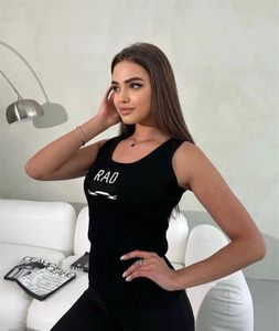 Designer-Damen-Tanktops, modisch, eng, schmal, für den Sommer, T-Shirts mit Stickerei, Buchstaben, Pullover, dehnbar, weiß, schwarz, braun, Tank-T-Shirts, Damenkleidung