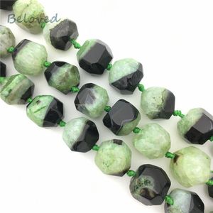 Crystal Faceted Square Green Agates Nugget Loose Beads, Polished Gems Stone Jewelry Making Beads, BG18330