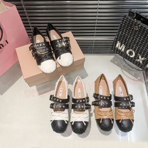 Modedesigner-Slides, Freizeitschuhe, luxuriöse Ballerinas aus Nappaleder, echtes Leder, Spitzenabsätze mit Schnalle, abnehmbare Bänder, Ballettsandalen, elegante Schuhe