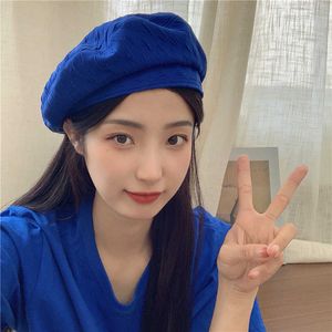 BERETS Summer Thin Breattable Women's Beret Japanese Tano Retro Texture Bubble Pattern Fashionable Korean Painter Hat G230612