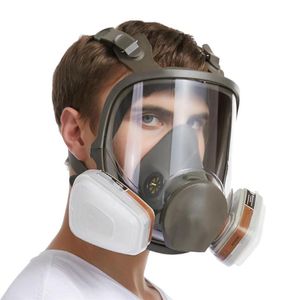 Maske 6800 7 in 1 6001 Gasmaske Säurestaub Atemschutzmaske Farbe Pestizidspray Silikonfilter Laborpatronenschweißen206P