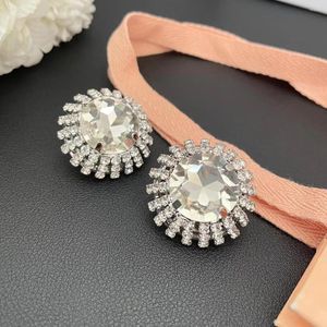 Stud Earrings European And American Personality Crystal Round Ear Clip Super Flash Temperament Luxury Senior