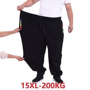 Spodnie wiosna lato mężczyzn Pantie 12xl 10xl 14xl 15xl elastyczna talia dresowe plus wielkości luźne sporne blachy czarne joggery elastyczne spodnie