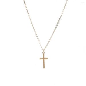 Pendant Necklaces Minimalist Big Cross Necklace For Women Men Metal Jewelry Silver Color Chain Choker Collier Femme