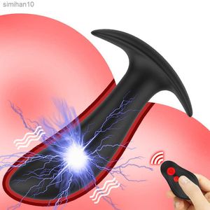 Electric Shock Anal Plug -vibratorer för män Manlig prostata massage sexleksak för män trådlös anus rumpa pluggstimulator Masturbator L230518