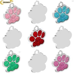 Durable Dog Paw Paw Shape Pet Pendants Pet Decorations Lovely Creative Shiny ID Tags Pet Charms Dog Tags for Puppy Dog Pet tools