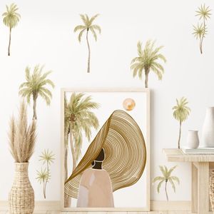 Boho Palm Coconut Tree Green Acquerello Wall Stickers Rimovibile Vinyl Wall Decal Murale Nursery Living Room Interior Home Decor