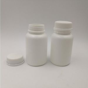 Spedizione gratuita 50 pz 100 ml 100 cc HDPE Bianco bottiglia di pillola medica plastica, bottiglia di capsule ricaricabili vuote con tappo a prova di manomissione Rhmic