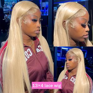 32 34 Zoll Blonde 613 HD Spitze Frontal Perücke 13x4 Gerade Menschliches Haar Transparent Brasilianische Remy Spitze Frontal haar 180% Für Frauen