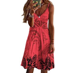 Abiti casual Vendita calda Abbigliamento casual da donna estivo Beach Polynesian Samoan Tribal Custom Design Vneck Print Off Shoulder Maxi Dress Z0612