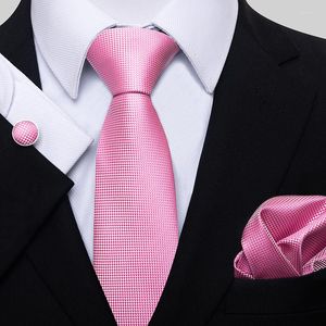Bow Ties Fashion Drop Holiday Gift Tie Pocket Squares Cufflink Set Nathtie Dot Man Pink Wedding Accessories Fit Workplace
