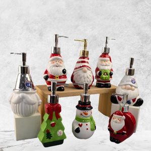 Dispenser Dispenser per lozioni Buon Natale Babbo Natale Ceramica Shampoo Contenitore per sapone per le mani Bottiglia Dispenser per sapone da bagno Decorazioni natalizie