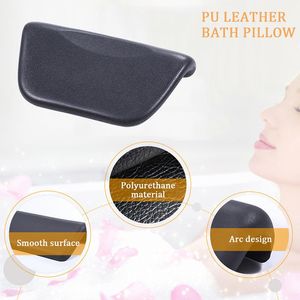 枕Hotspa Bath Tub Pillow Pu Bath Cushion with Nonslip Suction Cups、リラックスした頭、首、背中のための人間工学に基づいたホームスパヘッドレスト