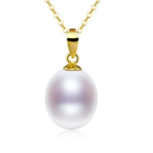 Pendant Necklaces XF800 Pure 18K Yellow Gold Necklace Pendant Natural Freshwater Pearl Trendy Party Gift Real Au750 Fine Jewlery For Women D221 230609