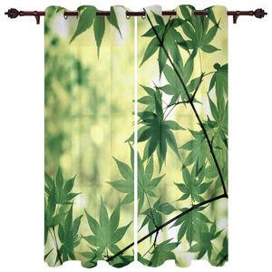 Curtain Leaves Green Meridians Nature Kitchen Kids Bedroom Living Room Balcony French Windows Fabric Pergola Bathroom