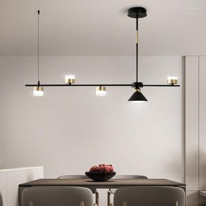 Chandeliers Modern Simple LED Pendant Lamp For Dining Room Kitchen Bar Living Bedroom Ceiling Remote Control Black Chandelier Light