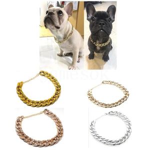 Dogs Golden Chain Collars Outdoor Street Style Pet Collar Pets Necklace Pug Teddy Corgi Puppy Supplies Accessories DB811