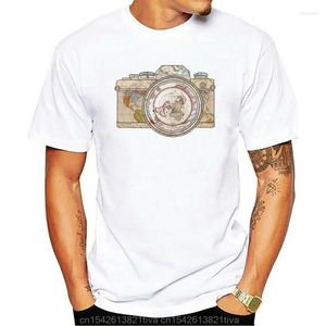 Camiseta Masculina Câmera Pography Map Art Design Gráfico Top Personalizar Camiseta 2023 Moda Verão Engraçado Estampado Tee