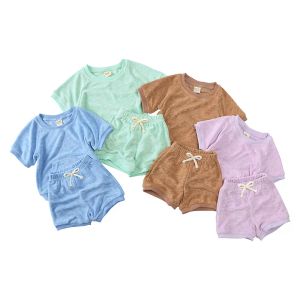 Sommar spädbarn barn korta kläder set för flickor pojkar kläder tomma kläder kortärmad topp shorts 2st/set småbarn kostym butik 1-7 år barn kläder