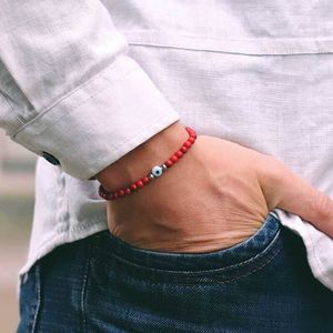 Braccialetti con ciondoli Noter New Fashion 4mm Bracciale per uomo Turchia Evil Eyes Braslet Natural Red Howlite Lava Stone Braclet Coconut Bead Brazalete Z0612