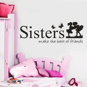Systrar vaknar det bästa av vänner pvc vägg klistermärke sovrum hem dekor för barn rum dekoration heminredning diy konst