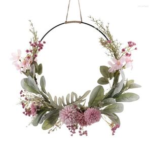 Decorative Flowers Spring Wreath Sunflowers Daisy Flower Headdress Hair Accessories Artificial Boxwood For Front Door Home Decoration