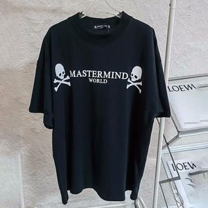 Мужские рубашки T хорошего качества 2023SS Mastermind World Fashion Shirt Men Негабаритный узор черепа женская уличная одежда футболки футболки