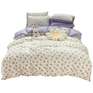Sängkläder set blommor fyrstycke set ren bomull all bomull 100 lakan täcke täcker fyra säsonger universella sängkläder trepiece set z0612