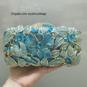 Totes XIYUAN Hollow Out Mulheres Sacos de noite de flores Clutch de cristal Bolsa de pedra de casamento e bolsa festa de noiva jantar minaudiere saco