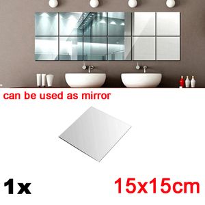 1 mm tjockare 15 cm x 15 cm akrylspegelplattor Väggklistermärke Självhäftande pinne på DIY -hem kan användas som spegel