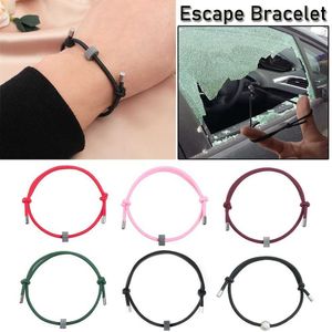 Charm Bracelets Carbide Bead Emergency Glass Self Rescue Tool Car Window Breaker Wristbands Wrist Strap Escape Bracelet Z0612
