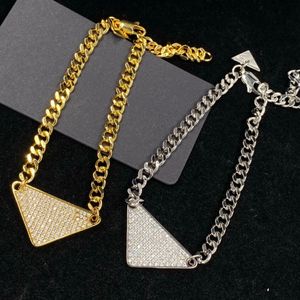 Luxury Designer Jewelry Gold Bracelets Diamond Inverted Triangle Pendant Charm Chain Bracelet Women Man Plated Gold Bangle Couples birthday party Gift XPB1 -10