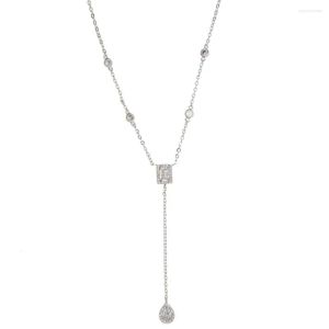 2023 schöne Chic Y Lariat Lange Silber Farbe Kette Anhänger Mode Halsketten Für Frauen Schmuck Geschenk
