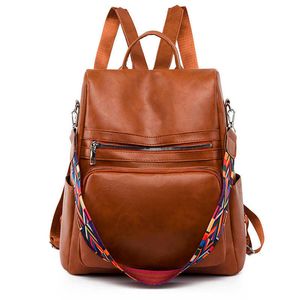 Backpack High Quality Solid Color Leather Women Backpacks Female Shoulder Bags Girls School Bag Travel Bagpack Ladies Sac A Dos Back Pack J230517