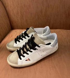 İyi Yıldız Süper Ayakkabı Tasarımcısı Kadın Marka Erkekler Yeni Sürüm İtalya spor ayakkabıları pullu klasik beyaz eski kirli gündelik ayakkabı dantel yukarı 611