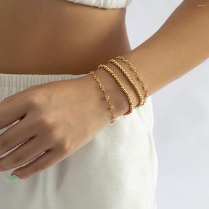 Link Bracelets IngeSight.Z 4 Pcs/Set Punk CCB Plastic Beads Bracelet For Women Charm Clear Crystal Hand Jewelry Gift Wholesale 2023