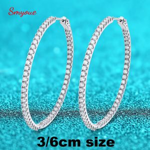 Hoop Huggie Smyoue 2.886.5cttw Full Hoop örhängen för kvinnor stor storlek 2,5 mm Stone mousserande diamantörning silver 925 smycken GRA 230609