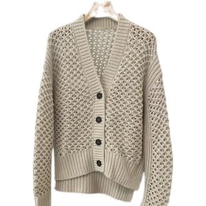 Women Wool Coats Brunello Sweater Button Cucinelli Deep V Neck Long Sleeve Hollow Knit Cardigan Women Clothing