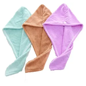 Drying Turban Towel Polyester Wrap Solid Quick Dry Absorbent Shower Cap For Long Hair Sea Shipping Top Quality Wholesale