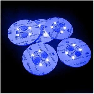 Andra barprodukter Bottle LED Light Stickers Wine Glorifier Mini Coaster Cup Mat Party Club Glass Vase Xmas Decoration Random Drop D Dhirj