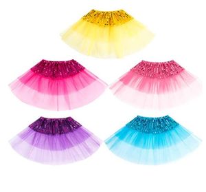 Baby Tutu Tulle Skirts Sequins Party Girls Dance Pettiskirt Ballet Stage Skirts Princess Dancing Mini Skirt Dancewear Costume Dressup Fancy Skirts