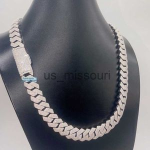 Pendanthalsband passerar diamanttestare 15mm 4Row Stone Iced Out VVS1 Moissanite Cuban Chain Necklace Men J230612