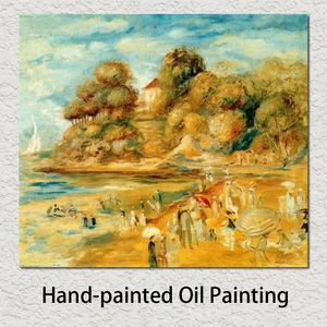 Handgemalte Pierre Auguste Renoir-Kunst „Der Strand von Pornic“ auf Leinwand, Landschafts-Ölgemälde, personalisiertes Geschenk für neue Heimdekoration