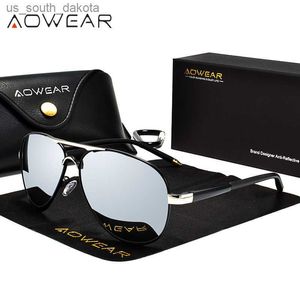 AOWEAR MEN'S AVIATION SUNGLASSES MEN MAN HD運転ポラロイドサングラスのための偏光ミラーサングラス