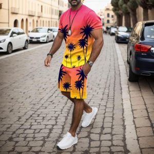 Men's Tracksuits Men Summer Outfit Beach Short Sleeve Printed Shirt Suit Hip Hop Dress Ties For Set Homecoming Outfits