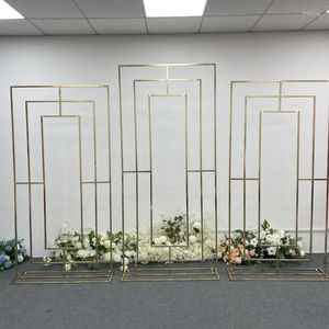 Party Decoration 1/3pcs Gold-Plated Arch Square Frame Outdoor Wedding Backdrop Flower Stand Iron Gild Shelf Event Decor Prop 6.5/7.2ft
