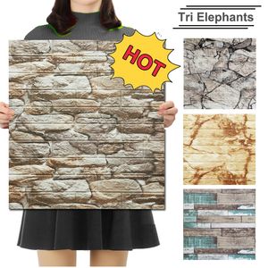 Hot Sale Wall Paper Sticker tjock 2,5 mm Imitation Cobblestone Brick Retro 3D Stickers Making Featured Wall för att uppdatera rummet