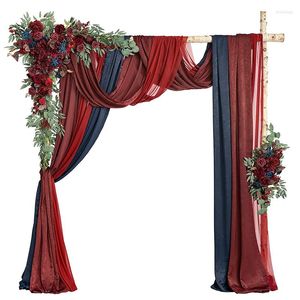 Decoração de festa arco flores com cortinas kit 2pcs artificial floral swag 3pcs 8m longa cortina drapeada para cerimônia de casamento decoração de pano de fundo