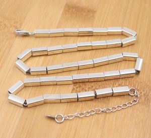 Kedjor Pure 925 Sterling Silver Necklace Bredd 4mm Cuboid Long Square Link Chain Men Women Gift 35G/ 45CM